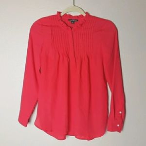 NEW j. Crew Mercantile pintuck ruffle neck blouse